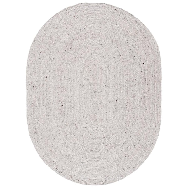 SAFAVIEH Braided Light Gray 4 ft. x 6 ft. Oval Speckled Solid Color Area Rug