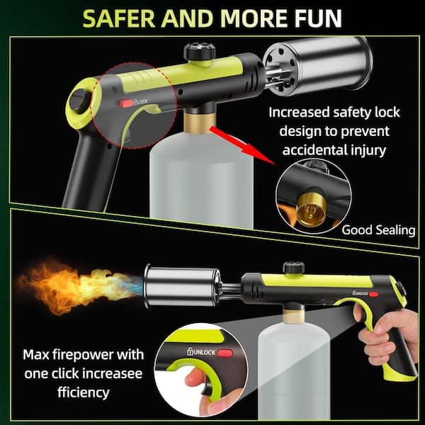 JFVKAF Aluminum Alloy Adjustable Propane Torch with Safety Lock