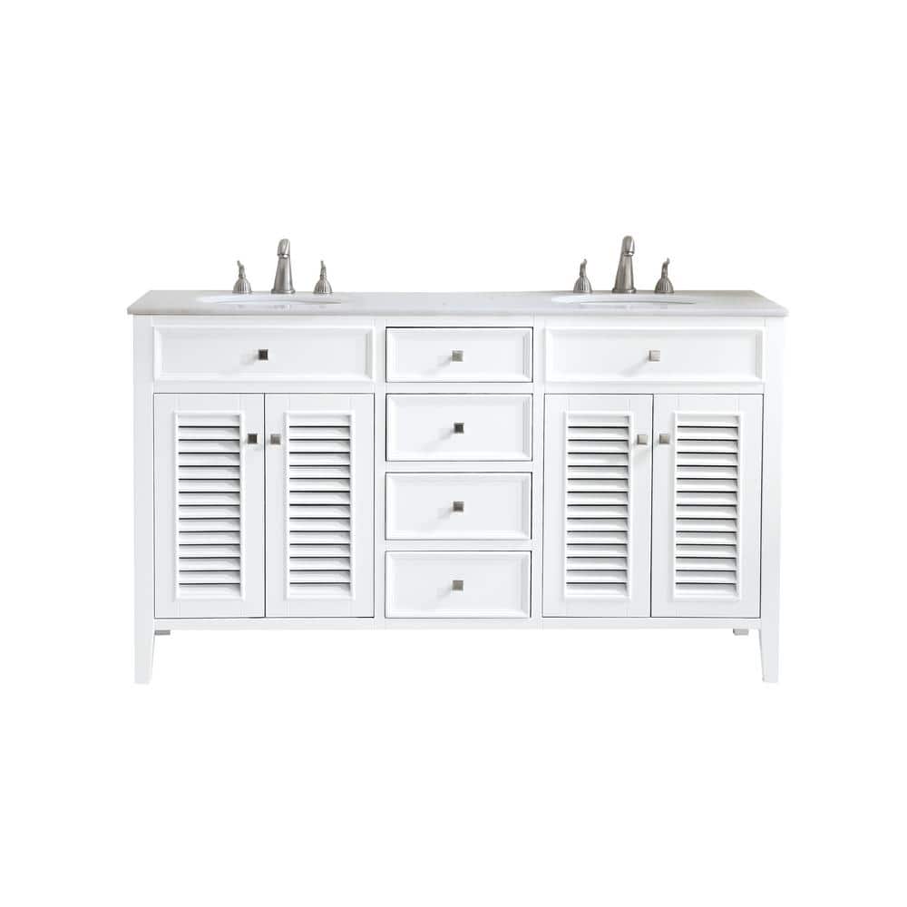 Simply Living 60 in. W x 21 in. D x 35 in. H Bath Vanity In White with Whit