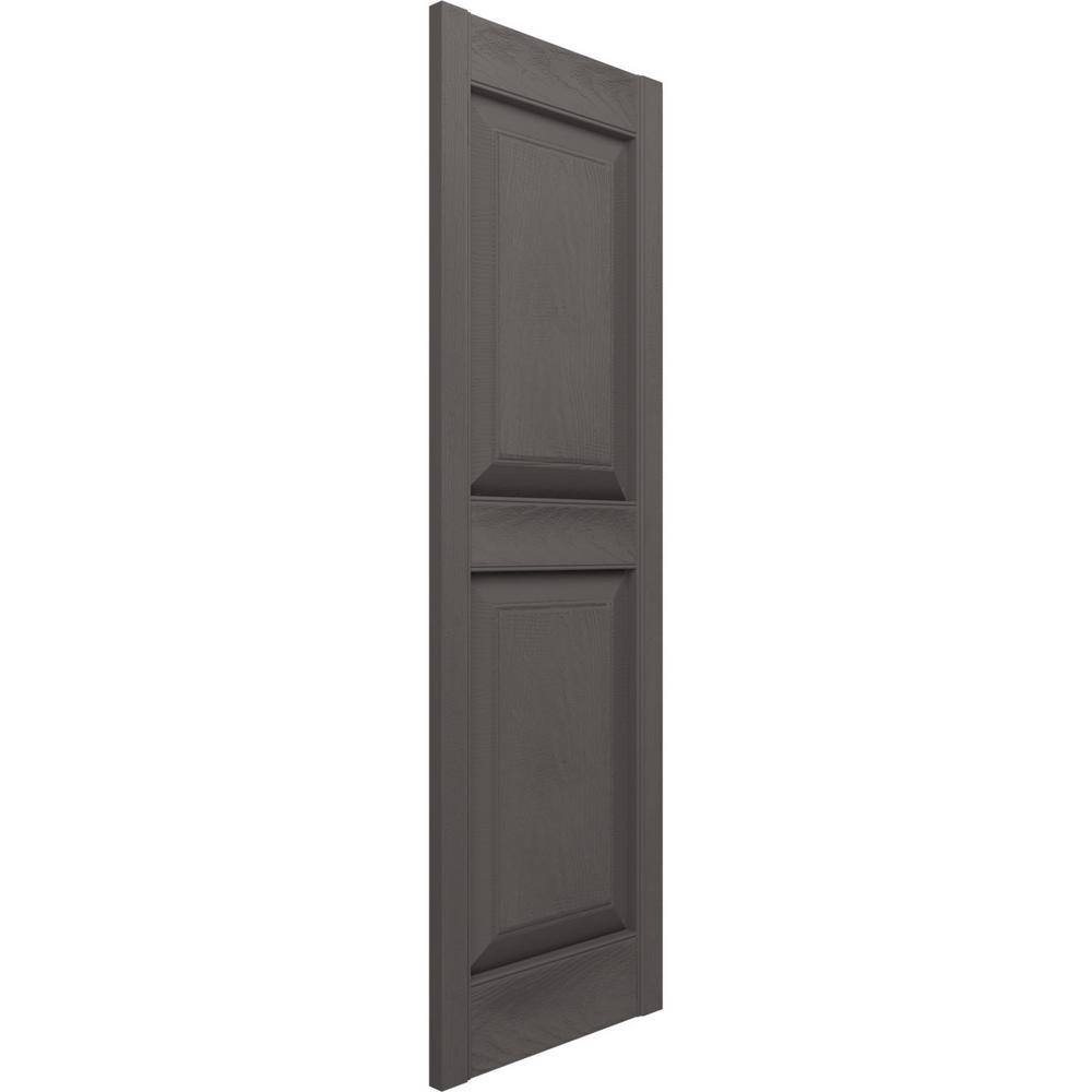 Tuxedo Grey Vinyl Raised Panel Shutters, 12"W x 58"H