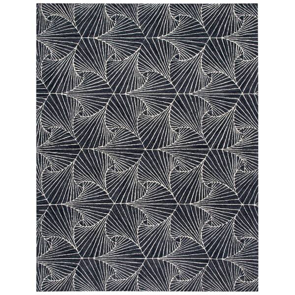 Art & Tuft Washable Micro Fiber Geometric 8 x 10 White/Black Rug