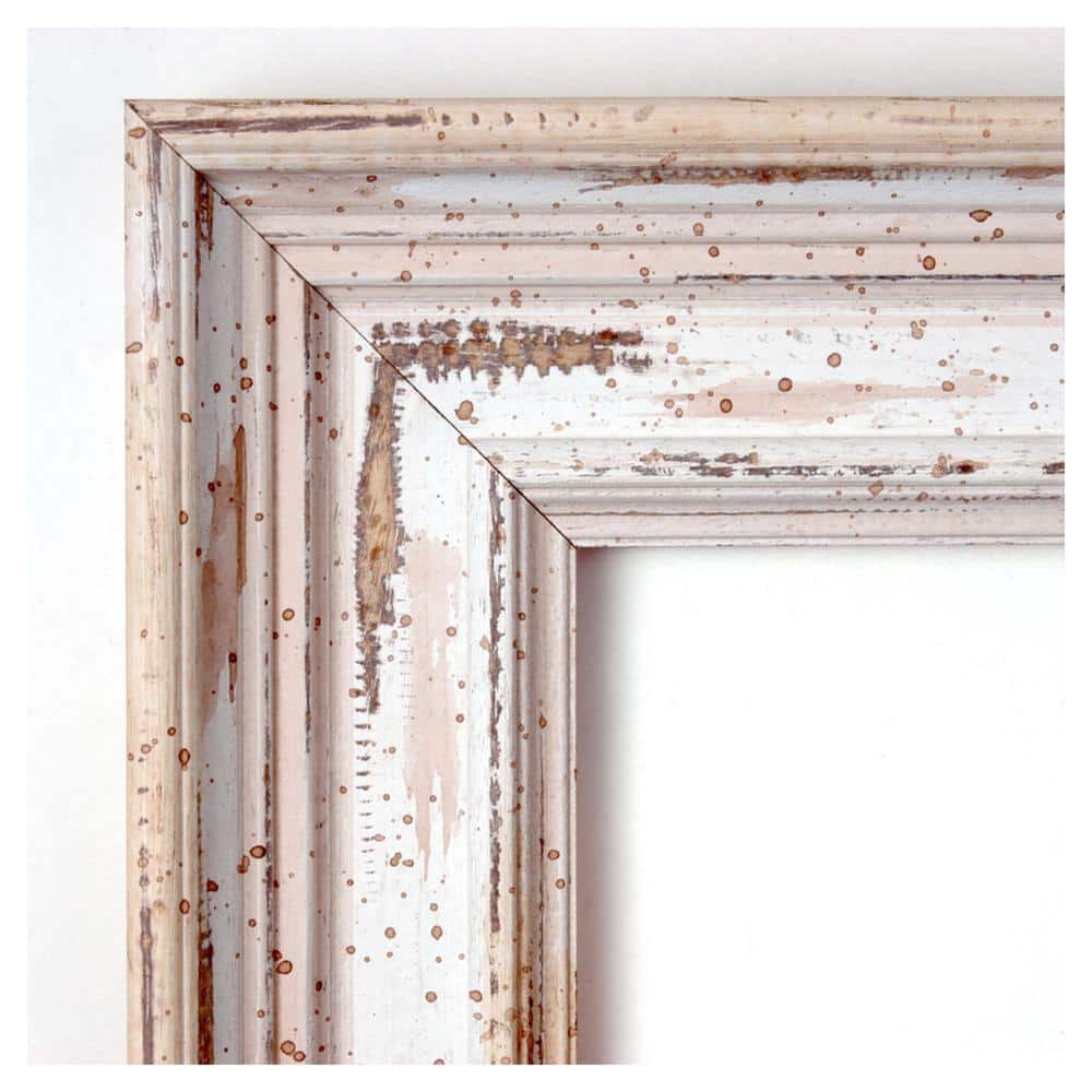 Alexandria White Wash Coastal Wood Framed Vanity Mirror