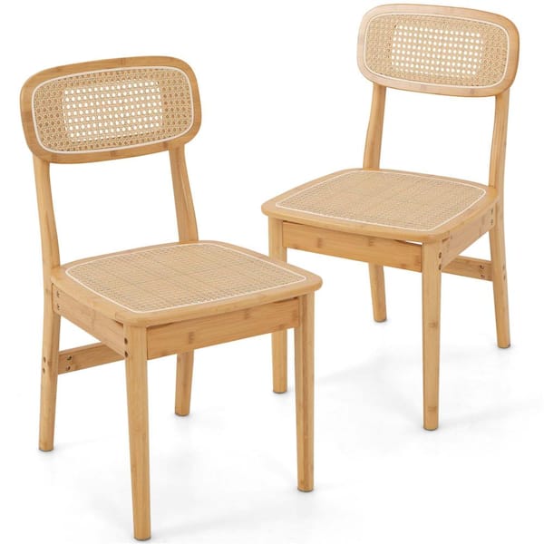 Natural Bamboo and Rattan Dinner Chair (Set of 2)