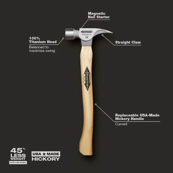 16 oz. Titanium Hammer  Hickory Handle – Boss Hammer Co.