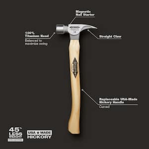 16 oz. Titanium Milled Face Hammer with 18 in. Curved Hickory Handle