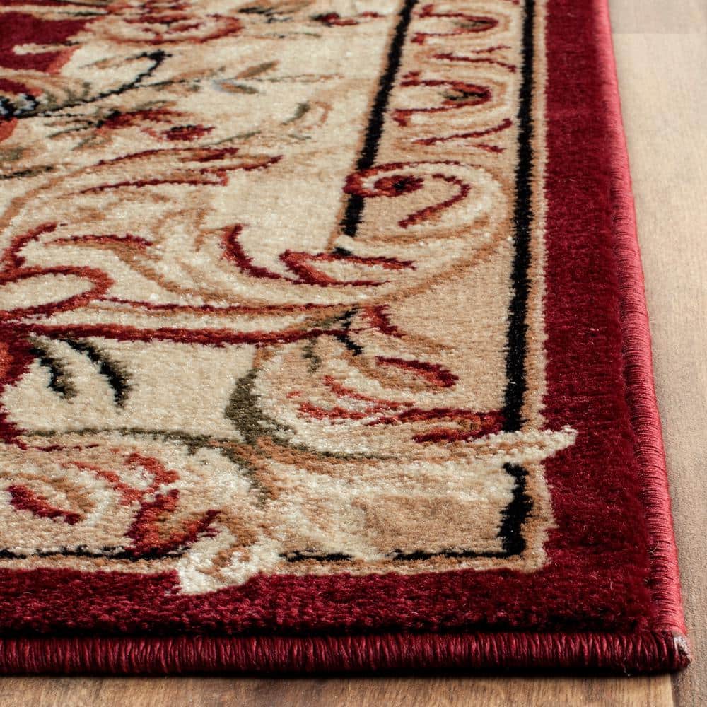 Red and Ivory Floral Synthetic Stain-Resistant Area Rug, 12' x 15'