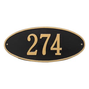 Madison Standard Oval Black/Gold Wall 1-Line Address Plaque
