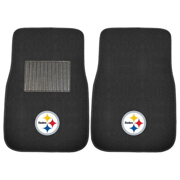 FANMATS NFL Pittsburgh Steelers 2-Piece 17 in. x 25.5 in. Carpet Embroidered Car Mat
