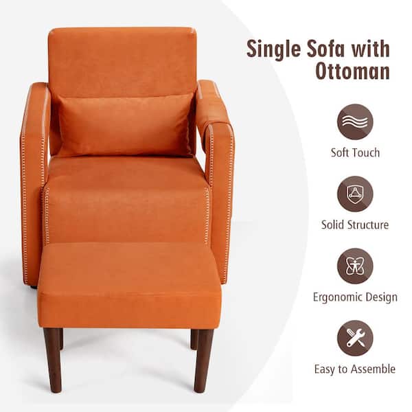 Costway 31 in. Width Orange Modern Berber Fleece Single Sofa Chair 