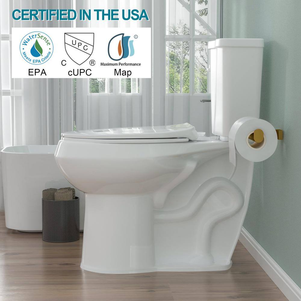 19" White Vitreous China Dual Flush Round Two-Piece Toilet