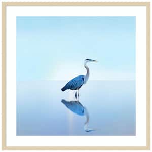 "Beachscape Heron II" by James McLoughlin 1 Piece Wood Framed Color Animal Photography Wall Art 33-in. x 33-in. .