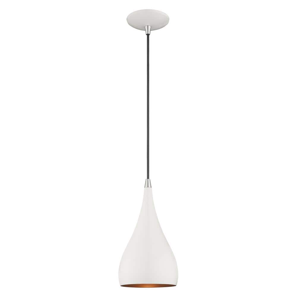 Livex Lighting Metal Shade Mini Pendants 1 Light Shiny White Mini Pendant  41171-69 - The Home Depot
