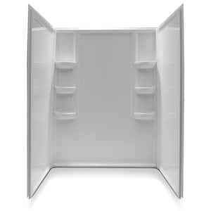 Vasu 60 in. x 36 in. x 74 in. 3-Piece DIY Friendly Alcove Shower Surround in White