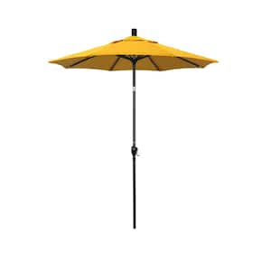 6 ft. Matted White Aluminum Market Patio Umbrella with Crank and Tilt in Sunflower Yellow Sunbrella