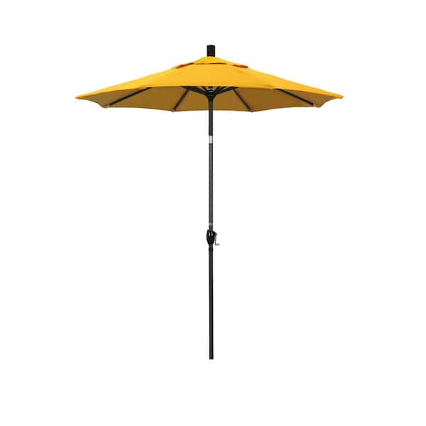California Umbrella 6 ft. Matted White Aluminum Market Patio Umbrella with Crank and Tilt in Sunflower Yellow Sunbrella