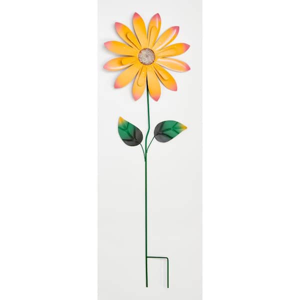 Unbranded 36 in. Metal Daisy Flower Garden Stake, Yellow