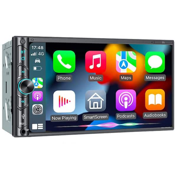 Wireless Double Din Car Stereo 7 in. HD Touchscreen Audio Receiver with Carplay Android Auto Bluetooth 1 Pack