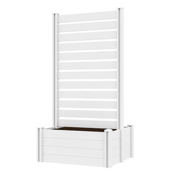 6 ft. H x 3 ft. W White metal Raised Garden Bed Planter Box with Privacy Screen-White
