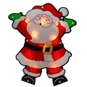 16.25 in. Lighted Holographic Santa Claus Christmas Window Silhouette
