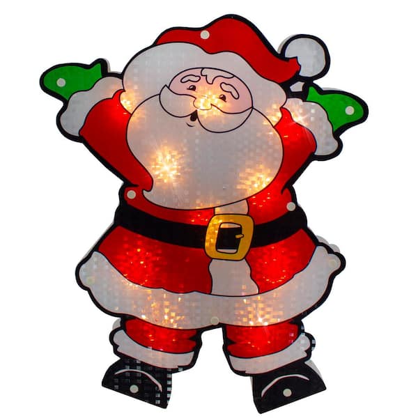 Northlight 16.25 in. Lighted Holographic Santa Claus Christmas Window Silhouette