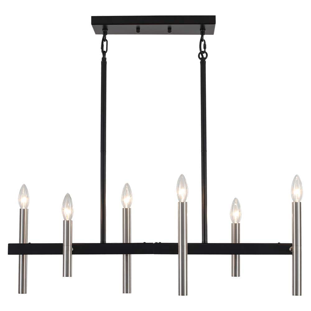 6-Light Black and Nickel Linear Chandelier Hanging Candlestick Foyer Pendant Light Fixture for Kitchen Island price history on PriceWatchPro