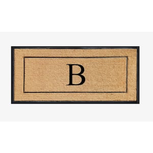 A1HC Picture Frame Black/Beige 30 in. x 60 in. Coir & Rubber Large Outdoor Monogrammed B Door Mat