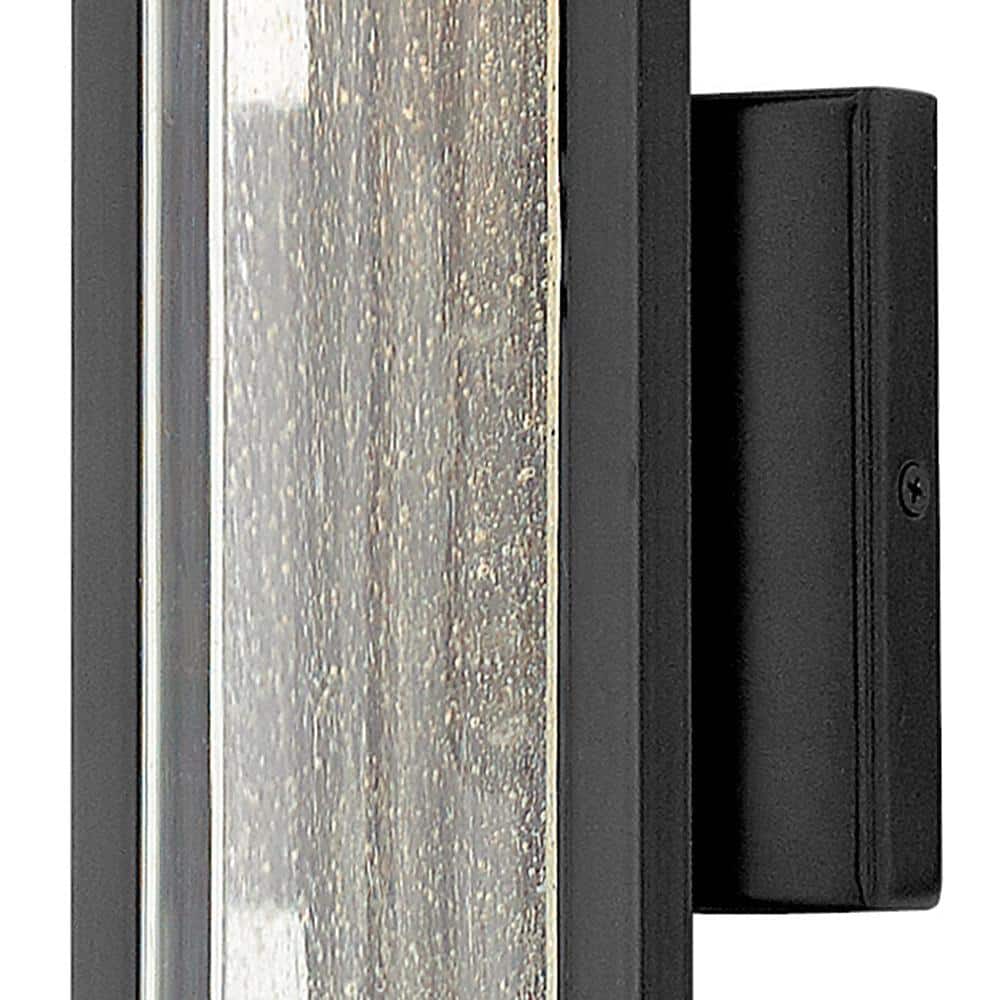 Sleek Satin Black Outdoor Wall Sconce with Seedy Glass