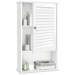 Bnuina 24.75 in. W x 7.5 in. D x 30.25 in. H Bathroom Storage Wall Cabinet  in White with Mirror and 3 Storage Basket XZY-9067 - The Home Depot