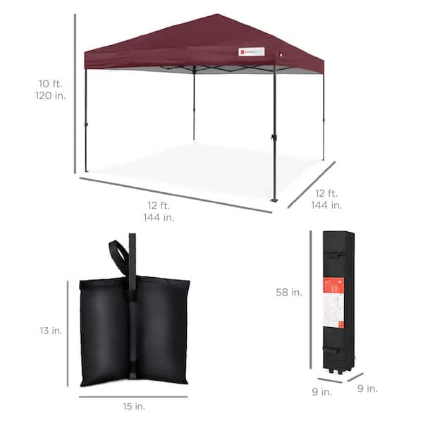 Best Choice Products 12 ft. x 12 ft. Burgundy Easy Setup Pop Up