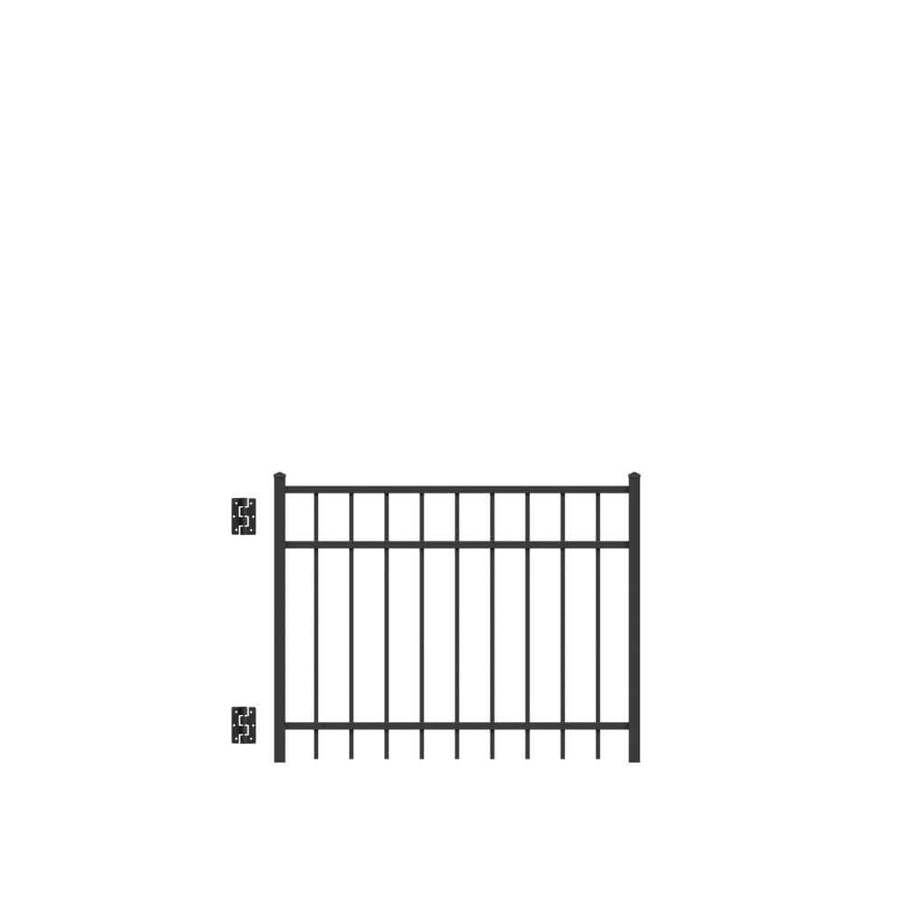 Barrette Outdoor Living Natural Reflections Standard-Duty 4 ft. x 3 ft. Black Aluminum Straight Pre-Assembled Fence Gate