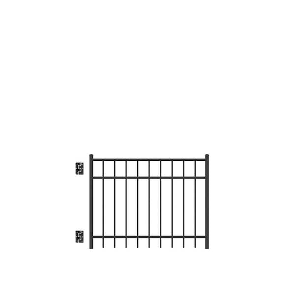 Barrette Outdoor Living Natural Reflections Standard-Duty 4 ft. x 3 ft. Black Aluminum Straight Pre-Assembled Fence Gate