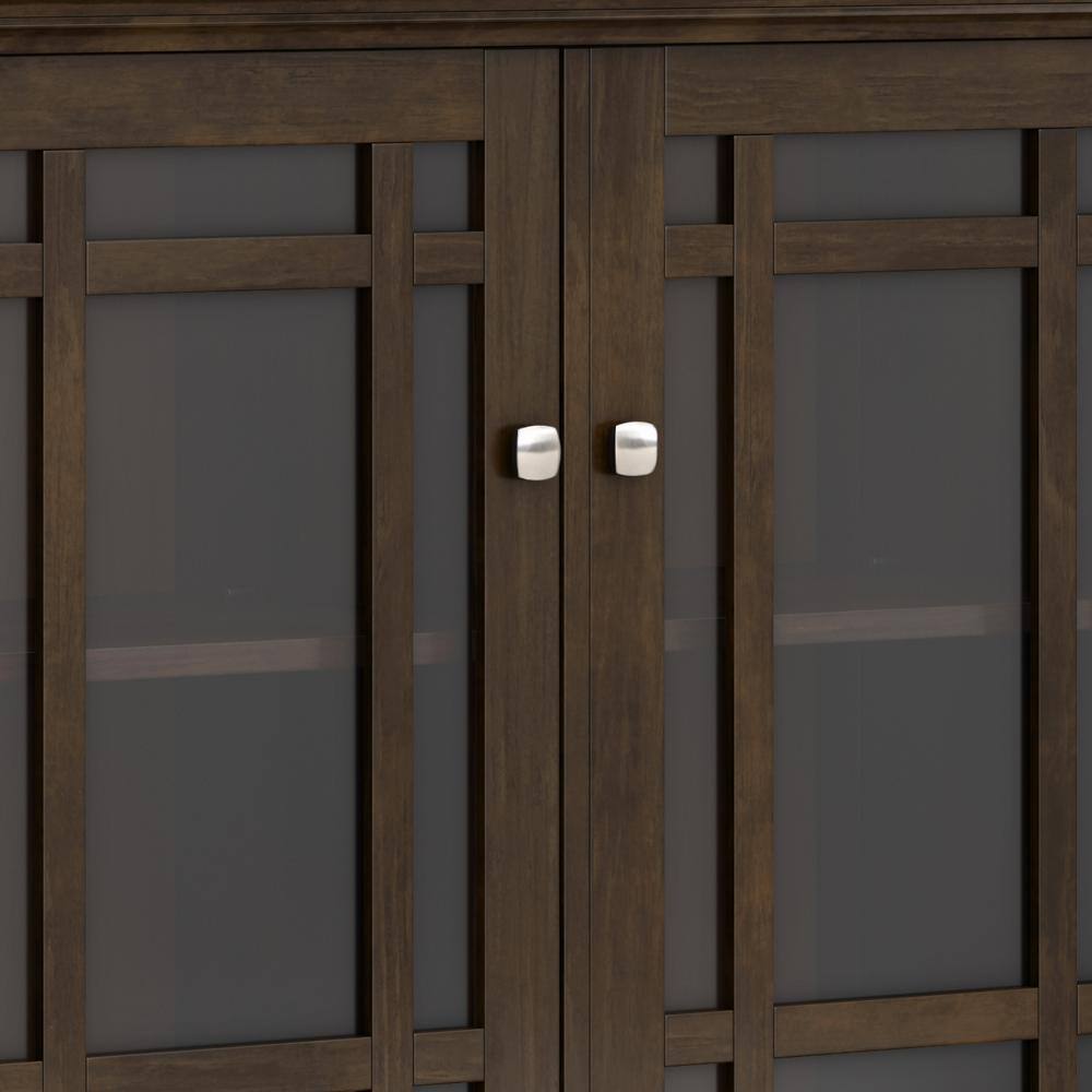 Bedford Dark Tobacco Brown Solid Wood Storage Cabinet with Glass Doors