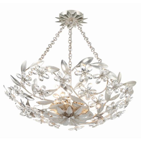 Crystorama Marselle 24 in. 6-Light Antique Silver Flush Mount