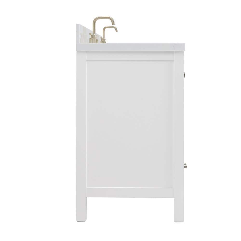 Cambridge 72" White Wood Double Sink Vanity with Quartz Top