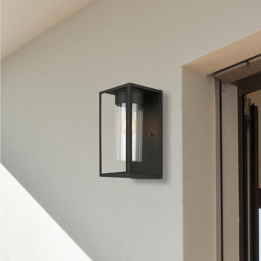 Walker Hill Matte Black Cylinder LED Sconce with Clear Glass