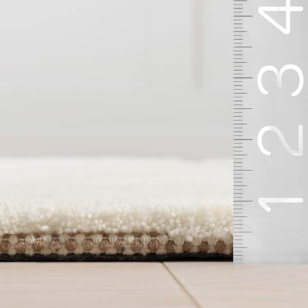 Frenshe Interiors Ivory 9 ft. x 12 ft. Em Checked New Zealand Wool Indoor/Outdoor Patio Area Rug