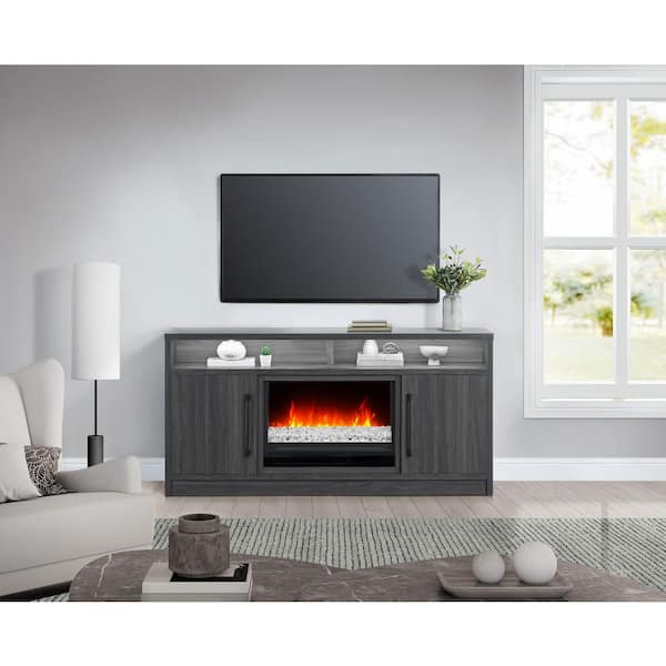 Whalen 65 in. Fireplace Console-Dark and Medium Charcoal Birch