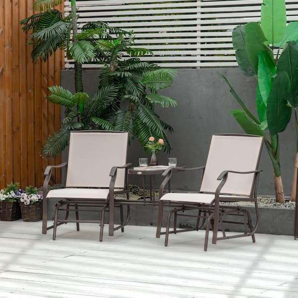Unbranded 3 Piece Metal Outdoor Patio Conversation Set with Patio Rocking Loveseat for Backyard, Garden and Porch