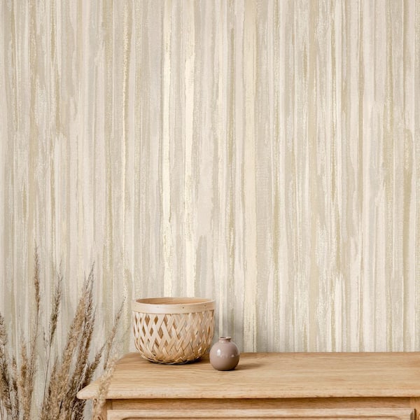 Cream Striking Textured Striped Wallpaper Print Non-Woven Non-Pasted Textured Wallpaper 57 sq. ft.