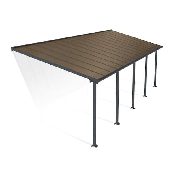 Olympia 10 ft. x 30 ft. Gray/Bronze Aluminum Patio Cover