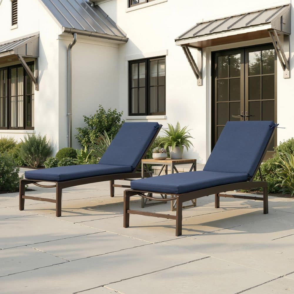 80 in. x 23 in. Outdoor Chaise Lounge Cushions in Navy Blue 2.75 in. Thickened Patio Replacement Chair Cushions Set of 2 price history on PriceWatchPro