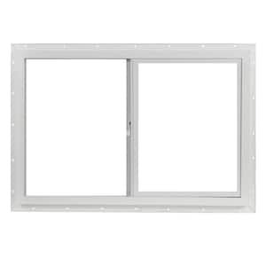 35.5 in. x 23.5 in. Utility Left-Hand Single Slider Vinyl Window Dual Pane Insulated Glass, and Screen - White