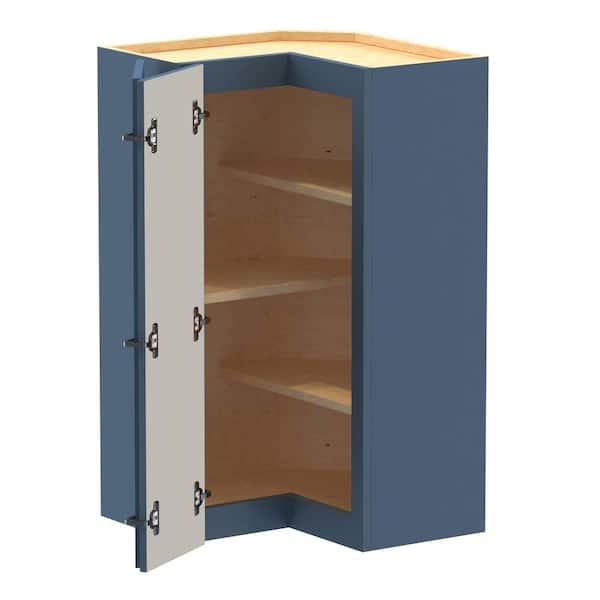 Home Decorators Collection Hargrove 24 in. W x 24 in. D x 36 in. H Assembled Plywood Wall Kitchen Corner Cabinet in Vessel Blue with Shelves
