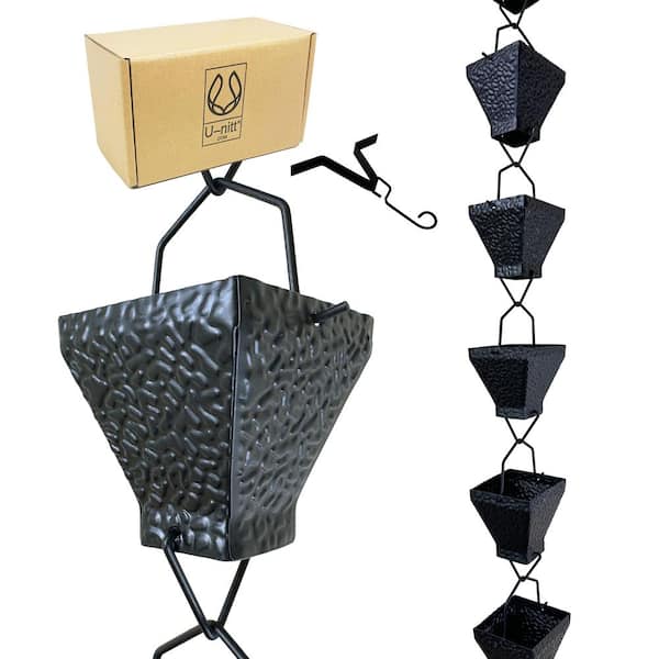 U-nitt 8.5 ft. Black Textured Square Rain Chain