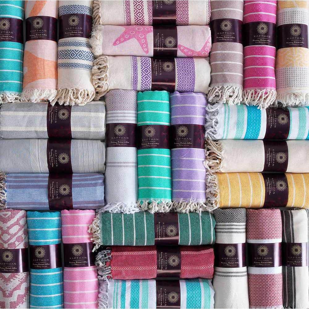 KAFTHAN Textile Plaid Turkish Cotton Bath Towels (Set of 4),  59Lx35Wx0.5H - Fry's Food Stores