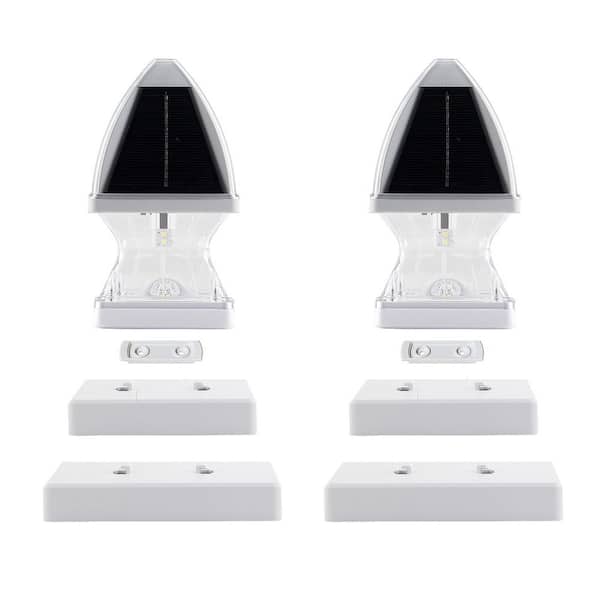 GAMA SONIC Gothic White LED 4x4 and 5x5 Solar Deck Post Cap Light