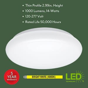 12 in. Round 120-Volt to 277-Volt LED Flush Mount Ceiling Light 1000 Lumens 4000K Bright White (8-Pack)