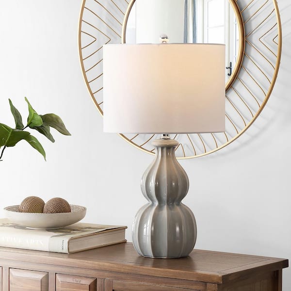 Wade 24.5 in. Gray Table Lamp with White Shade