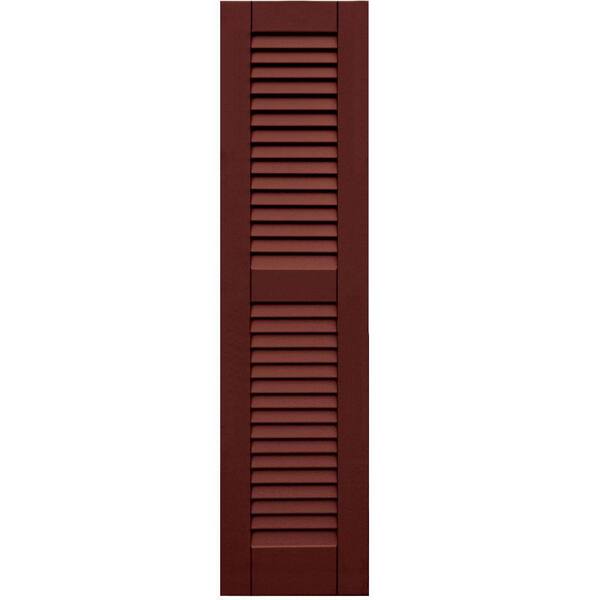Winworks Wood Composite 12 in. x 48 in. Louvered Shutters Pair #650 Board and Batten Red