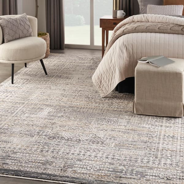 Lynx Ivory Slate 10 ft. x 14 ft. All-over design Transitional Area Rug